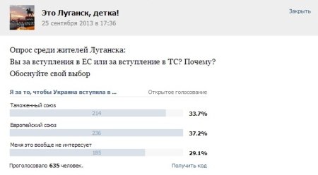 Луганчане выступили За вступления Украины в Европейский Союз